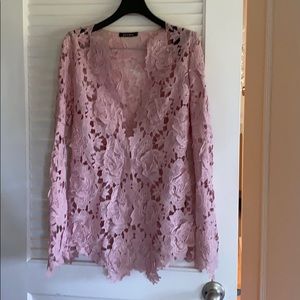 Pink lace jacket and shorts suit set